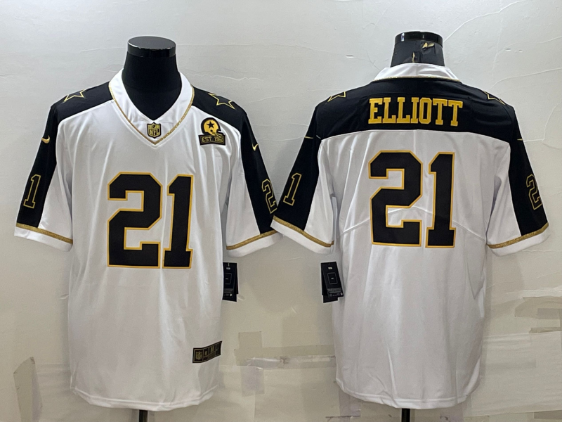Men's Dallas Cowboys Ezekiel Elliott White Player Jersey football jersey product view 1