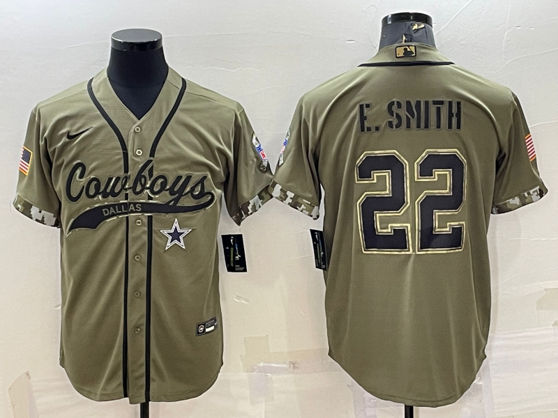 Men's Dallas Cowboys Emmitt Smith Olive 2022 Salute To Service Limited Jersey Joint Edition football jersey product view 1