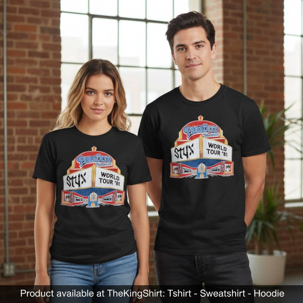 Styx Paradise Theatre 1981 World Tour Throwback Tee Unisex T-shirt, Sweatshirt, Hoodie, Long Sleeve Tee - T-Shirt, Sweatshirt, Hoodie