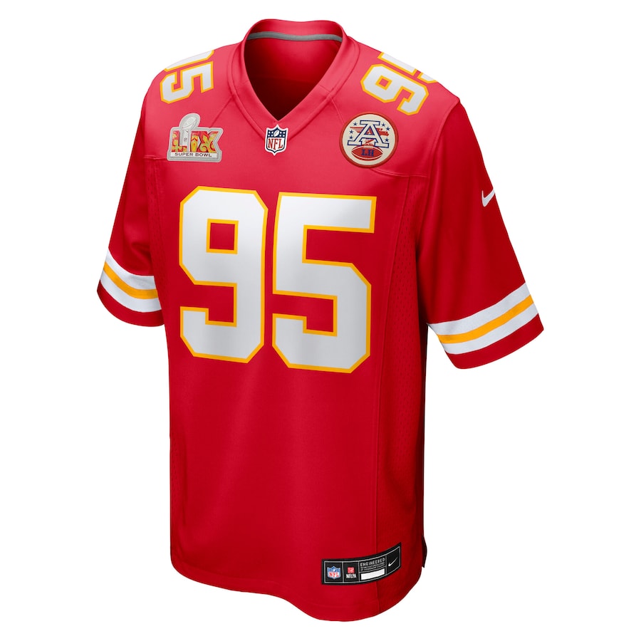 Men's Chris Jones Red Kansas City Chiefs Super Bowl LIX Game Jersey football jersey product view 2