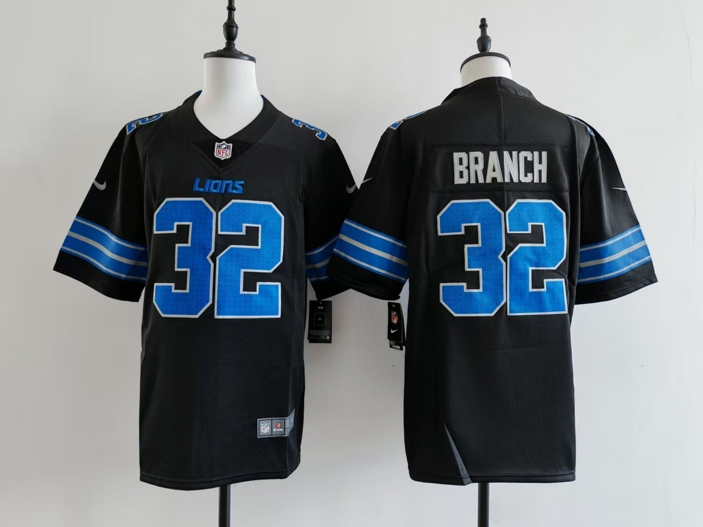 Men's Detroit Lions Brian Branch Jersey - Black football jersey product view 1