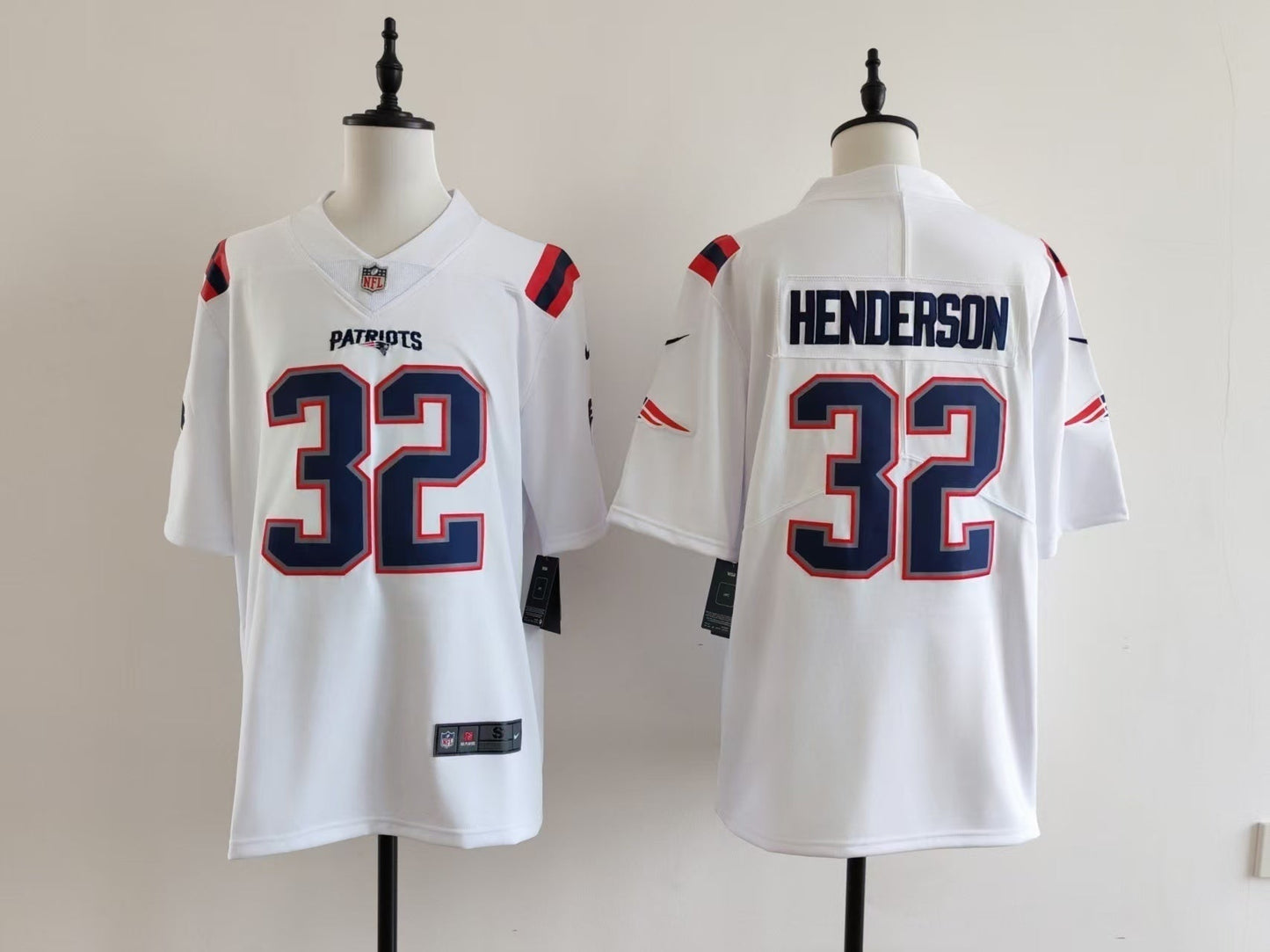 Men's New England Patriots TreVeyon Henderson Jersey-White football jersey product view 1