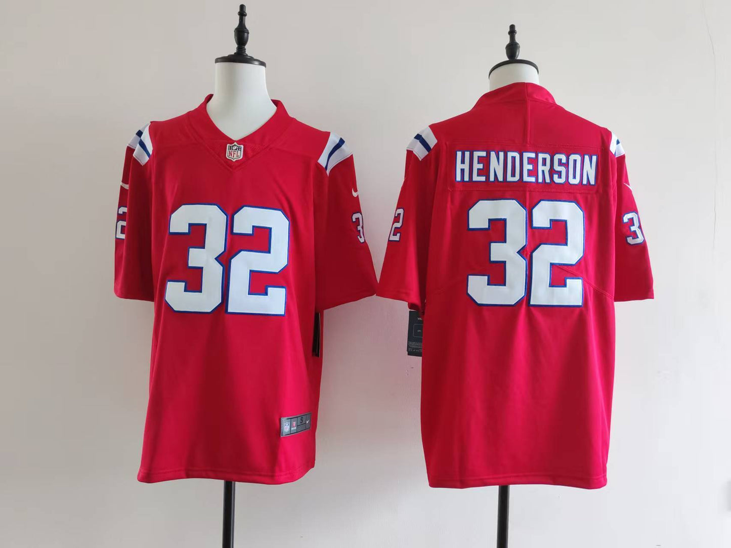 Men's New England Patriots TreVeyon Henderson Jersey-Red football jersey product view 1