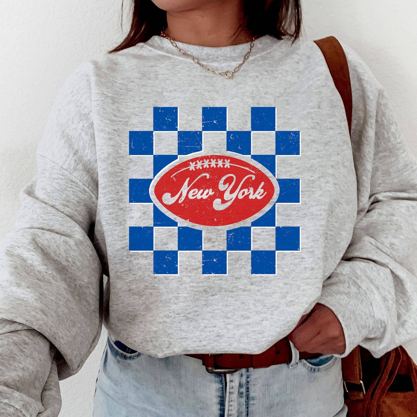 Retro Ny Football Crewneck Sweatshirt - Fan Favorite Unisex T-shirt, Sweatshirt, Hoodie, Long Sleeve Tee - T-Shirt, Sweatshirt, Hoodie