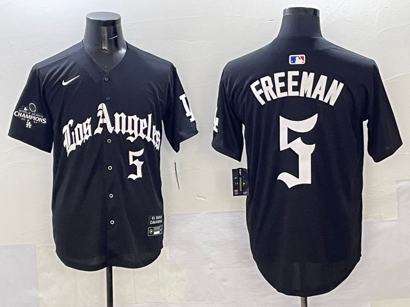Men's Los Angeles Dodgers Freddie Freeman #5 Black Team Game Player Jersey baseball jersey product view 1
