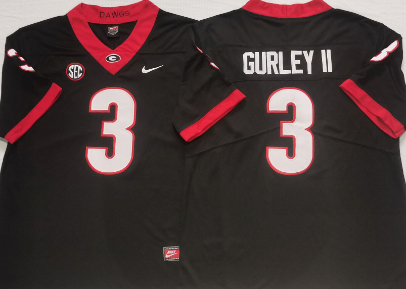 Men's Georgia Bulldogs Todd Gurley II Black Player Game Jersey sports jersey product view 1