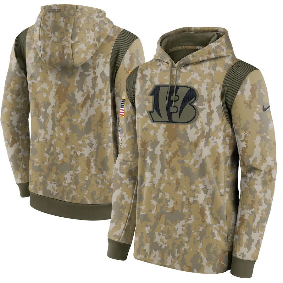 Men's Cincinnati Bengals 2021 Salute to Service Hoodie Camouflage football jersey product view 1