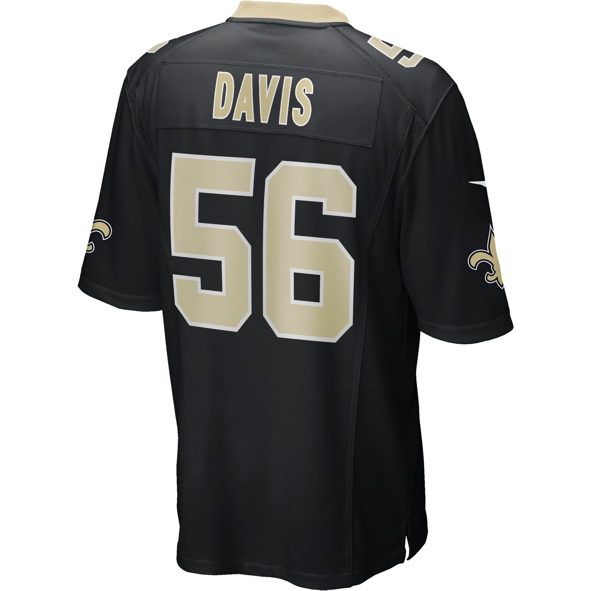 Demario Davis New Orleans Saints Game Jersey - Black football jersey product view 3