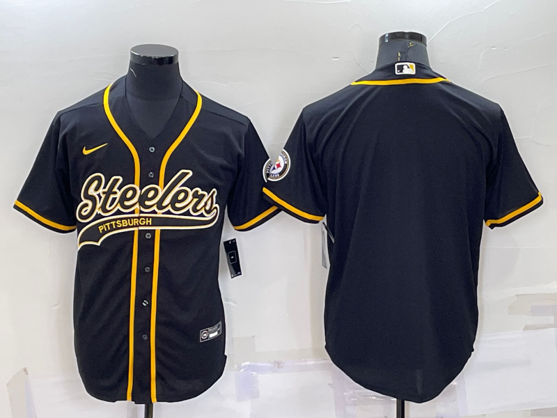 Men's Pittsburgh Steelers Black Blank Jersey football jersey product view 1