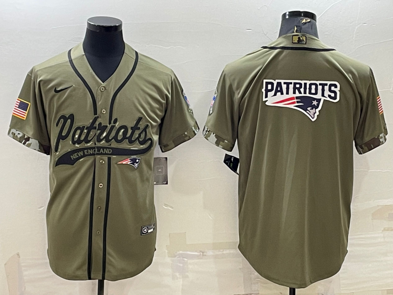 Men's New England Patriots Olive 2022 Salute To Service Limited Jersey football jersey product view 1