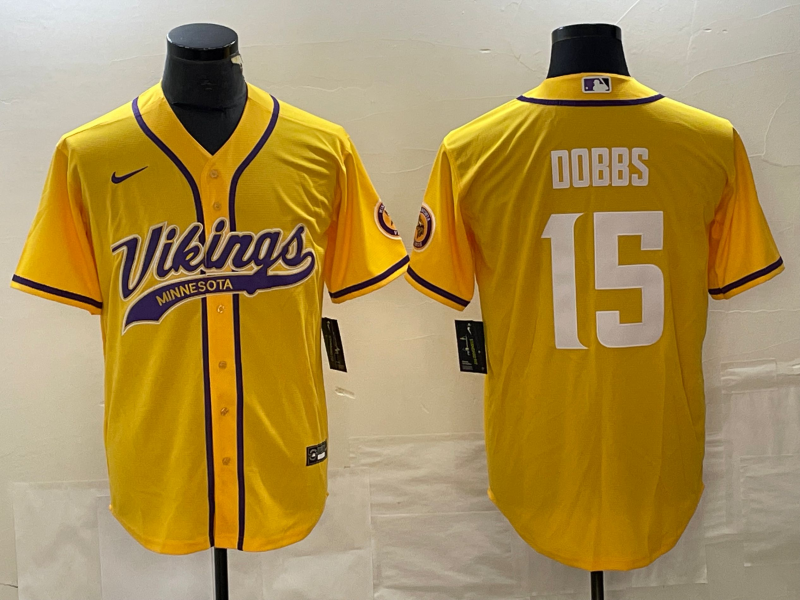 Men's Minnesota Vikings Joshua Dobbs Gold Game Jersey Joint Edition football jersey product view 1