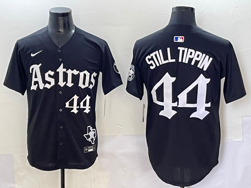 Men's Houston Astros Still Tippin #44 Black Team Player Jersey baseball jersey product view 1