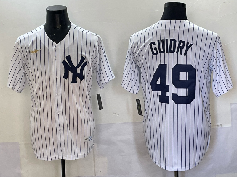 Men's New York Yankees Dominic Guidry #49 White Replica Player Jersey baseball jersey product view 1