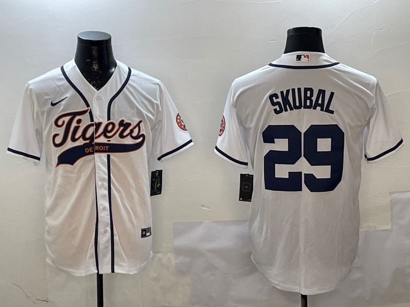Men's Detroit Tigers Tarik Skubal #29 White Player Jersey1 baseball jersey product view 1
