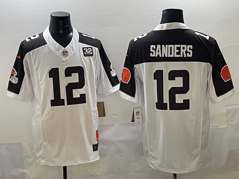 Men's Cleveland Browns Shedeur Sanders #12 White Game Jersey football jersey product view 1