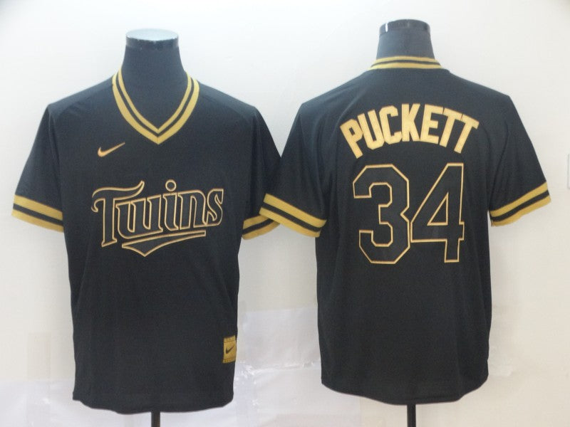 Men's Minnesota Twins Kirby Puckett Black Replica Baseball Jersey baseball jersey product view 1