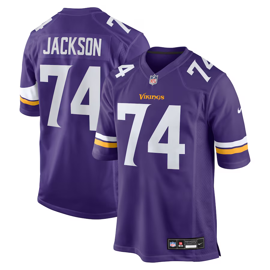 Men's Minnesota Vikings Donovan Jackson Purple 2025 NFL Draft First Round Pick Game Jersey football jersey product view 1