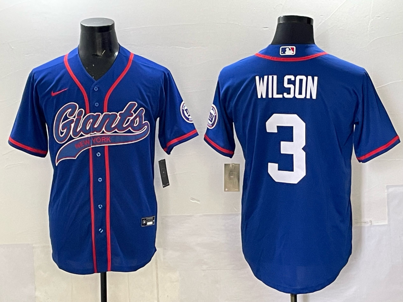 Men's New York Giants Russell Wilson #3 Royal Game Jersey football jersey product view 1