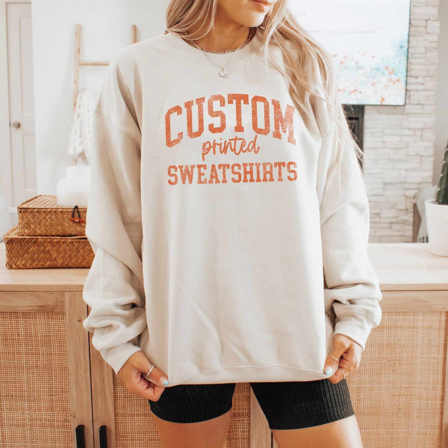 Custom Crewneck Sweatshirt with Your Name Location or Logo Unisex T-shirt, Sweatshirt, Hoodie, Long Sleeve Tee - T-Shirt, Sweatshirt, Hoodie