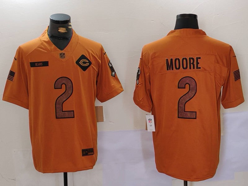 Men's Chicago Bears D.J. Moore Brown 2023 Salute To Service Limited Jersey football jersey product view 1