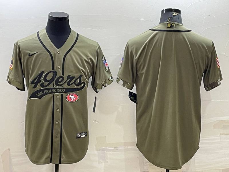 Men's San Francisco 49ers Olive 2022 Salute To Service Retired Player Limited Blank Jersey1 football jersey product view 1
