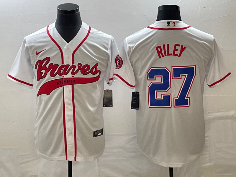 Men's Atlanta Braves Austin Riley White Replica Player Jersey Joint Edition baseball jersey product view 1