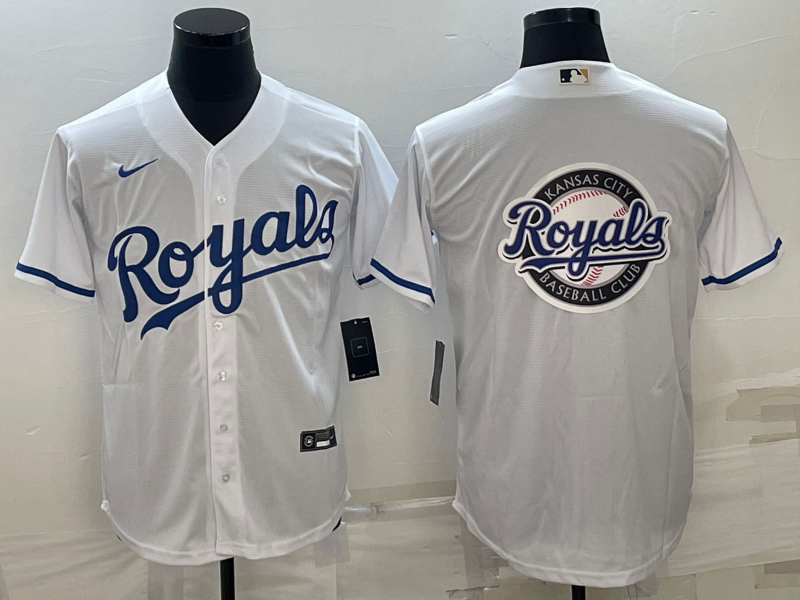 Men's Kansas City Royals White Alternate Replica Team Logo Jersey baseball jersey product view 1