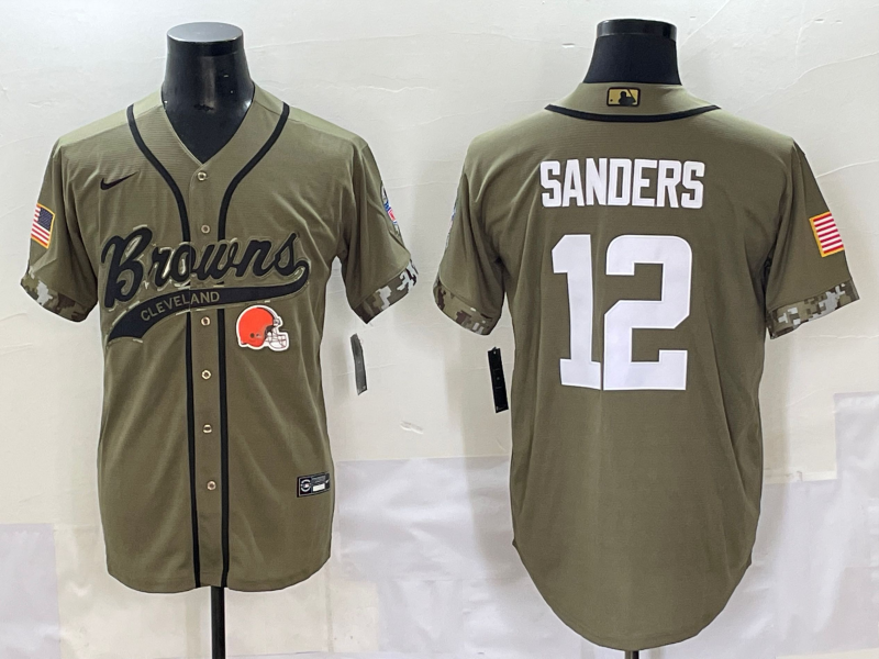 Men's Cleveland Browns Shedeur Sanders Olive 2022 Salute To Service Limited Jersey football jersey product view 1