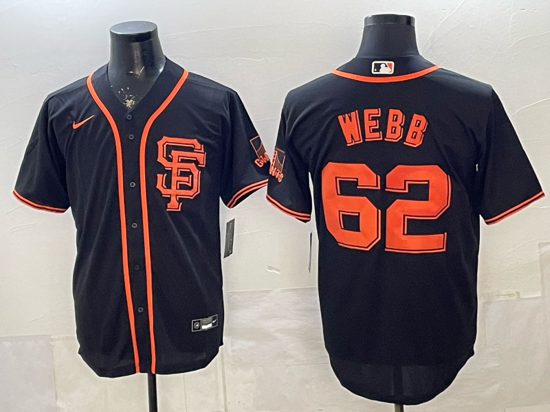 Men's San Francisco Giants Logan Webb #62 Black Limited Player Jersey baseball jersey product view 1