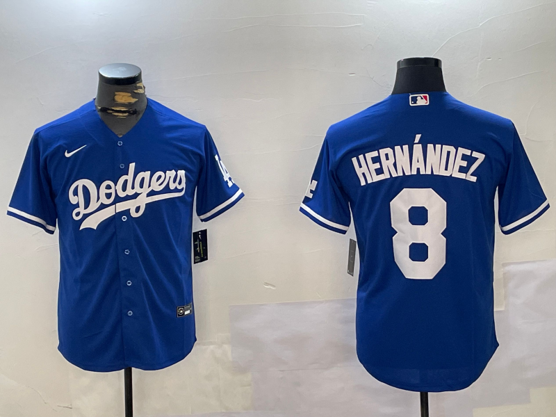 Men's Los Angeles Dodgers Enrique Hernandez #8 Blue Replica Game Jersey baseball jersey product view 1