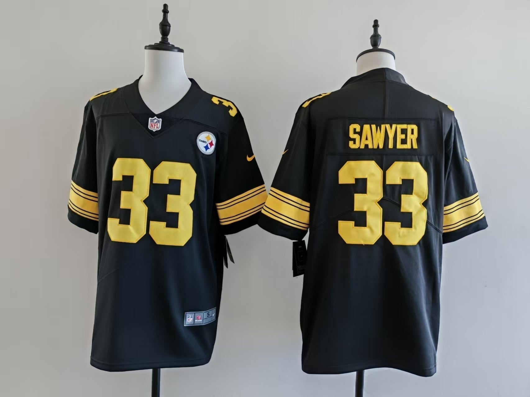 Men's Pittsburgh Steelers Jack Sawyer Jersey - Black-yellow numbers football jersey product view 1