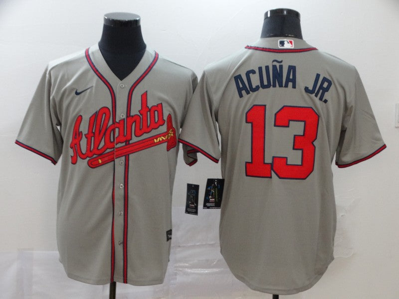 New Men's Atlanta Braves Ronald Acuna Jr. Jersey Gray baseball jersey product view 1