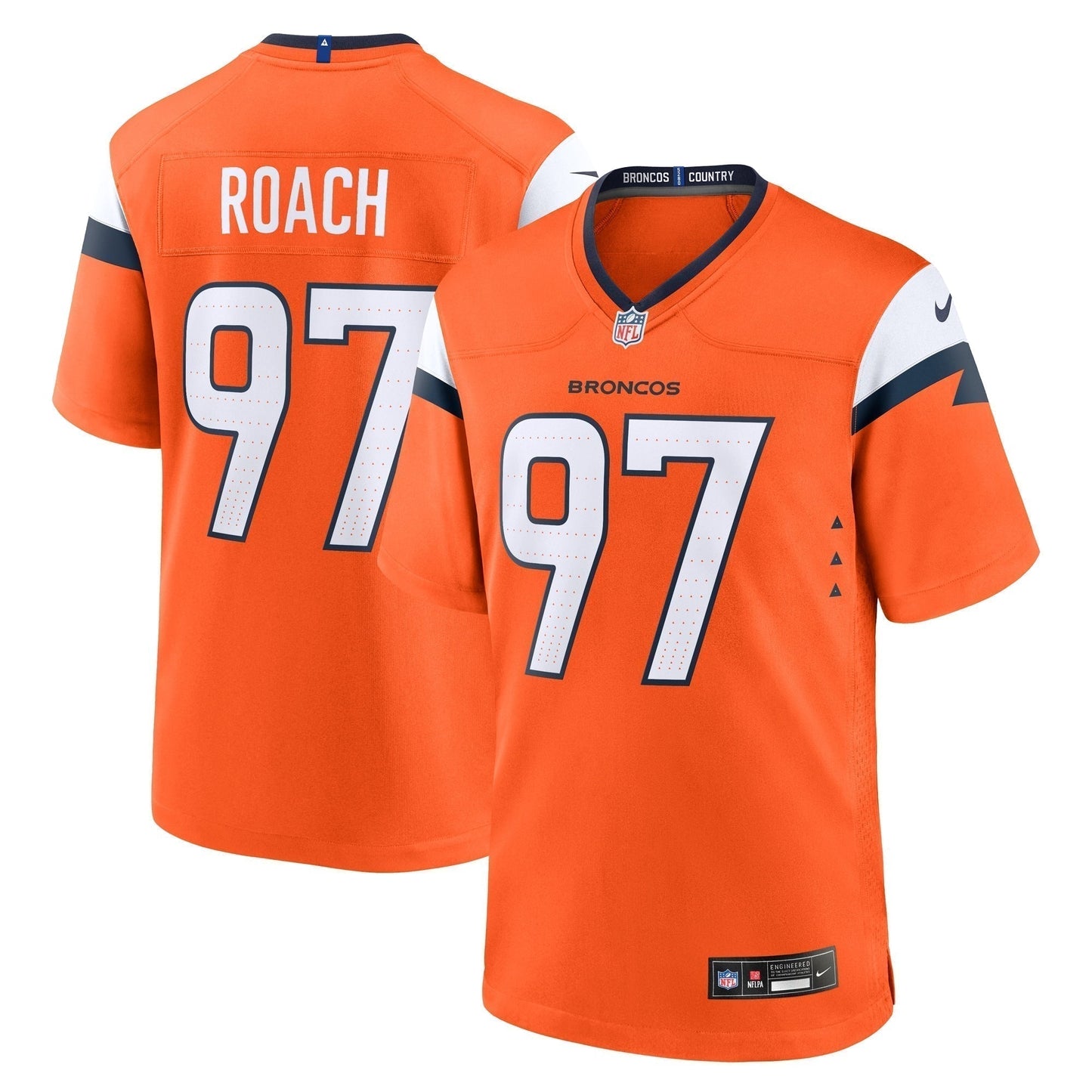 Malcolm Roach Denver Broncos Team Game Jersey - Orange football jersey product view 1