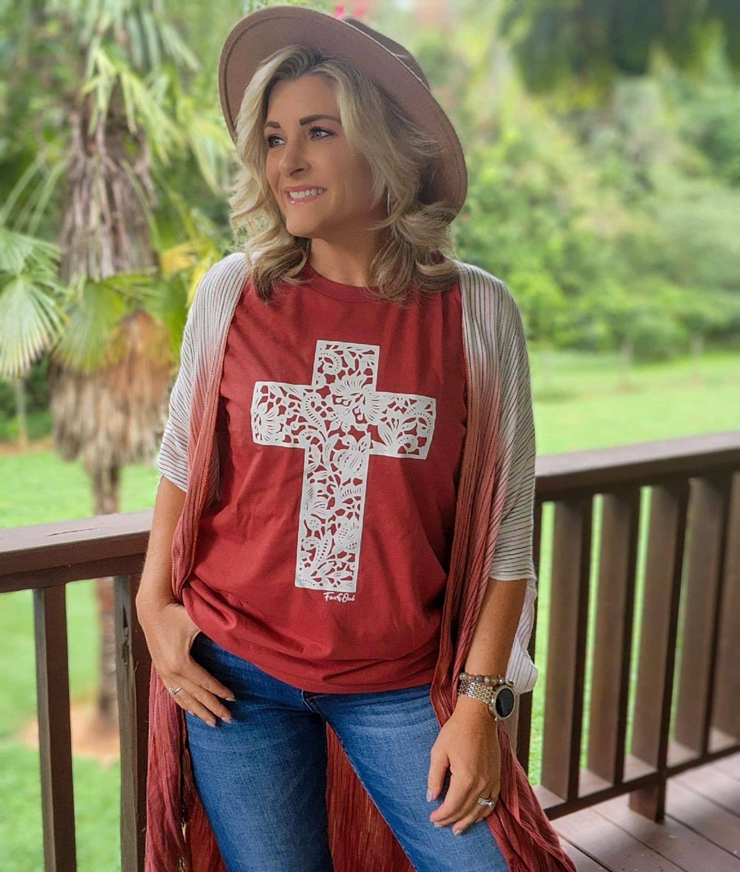 Rust Lace Cross Tultex Faith Inspirational Boho Graphic Tee Unisex T-shirt, Sweatshirt, Hoodie, Long Sleeve Tee - T-Shirt, Sweatshirt, Hoodie