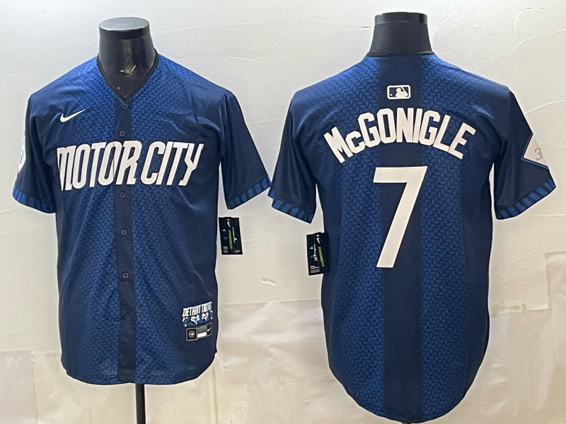 Men's Detroit Tigers Kevin McGonigle #7 Navy City Connect Limited Player Jersey baseball jersey product view 1