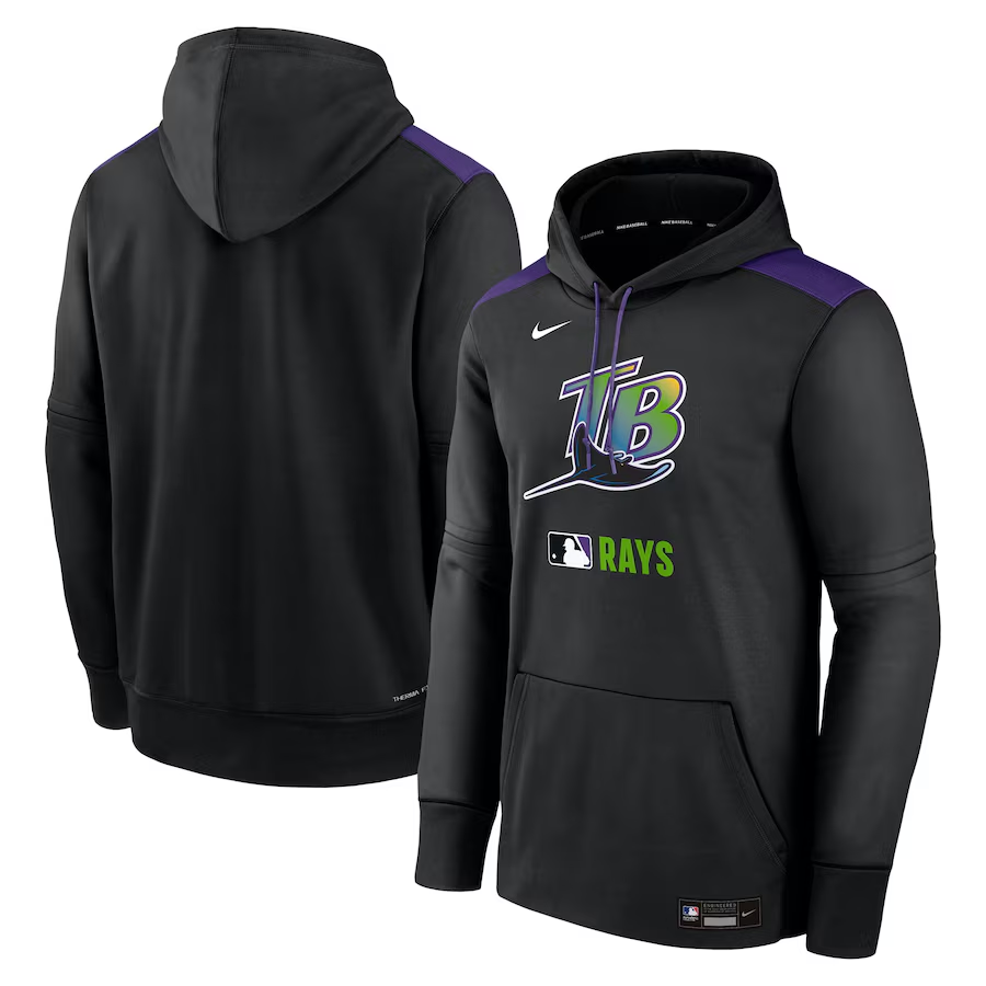 Tampa Bay Rays Black Performance Pullover Hoodie baseball jersey product view 1