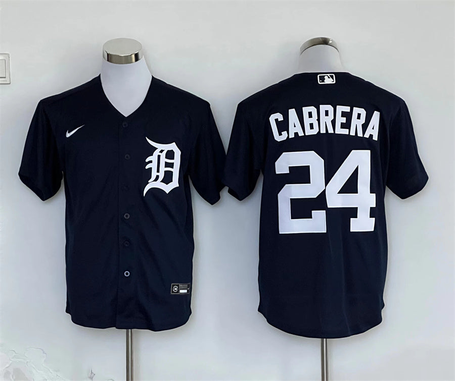 Men's Detroit Tigers Miguel Cabrera #24 Navy Replica Game Jersey baseball jersey product view 1