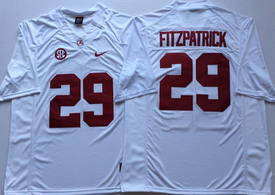 Men's Alabama Crimson Tide Minkah Fitzpatrick White Player Game Jersey sports jersey product view 1