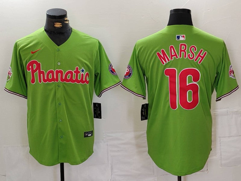 Men's Philadelphia Phillies Brandon Marsh Green Limited Player Jersey baseball jersey product view 1