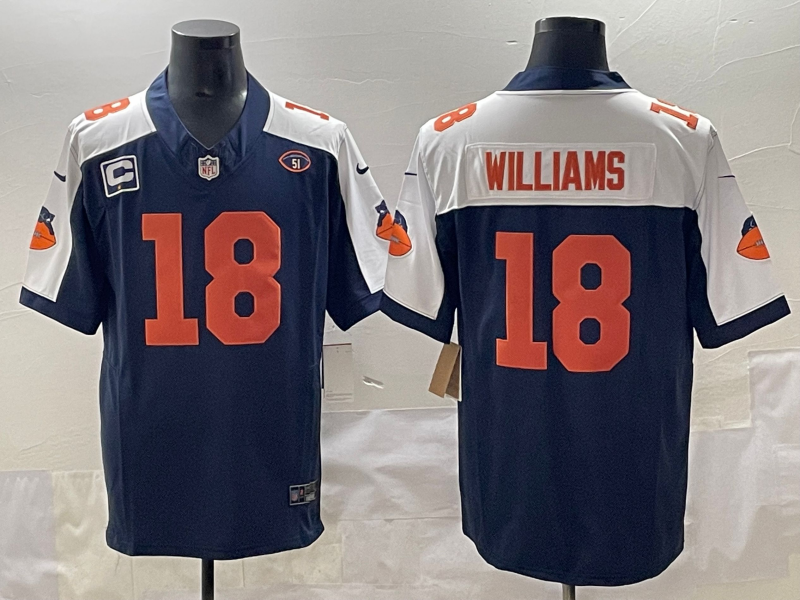 Men's Chicago Bears Caleb Williams #18 Navy Game Player Jersey football jersey product view 1