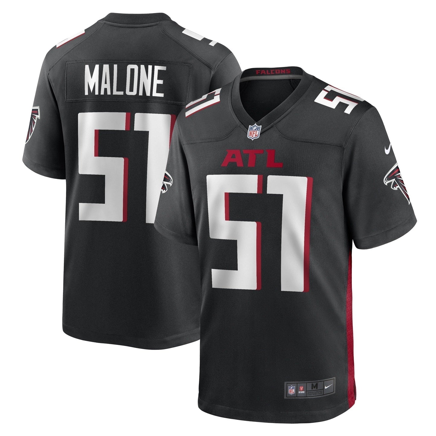 DeAngelo Malone Atlanta Falcons Game Jersey - Black football jersey product view 1