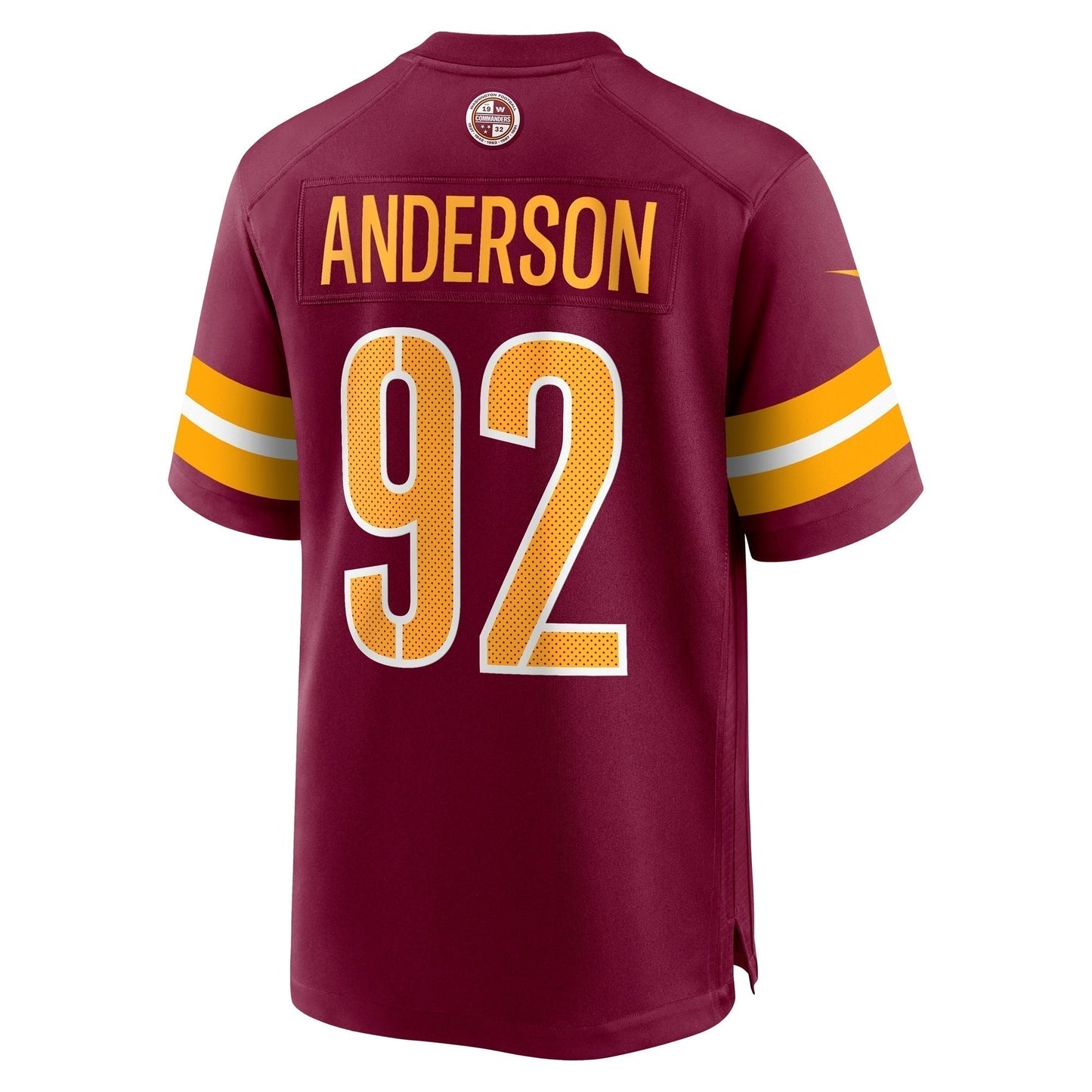 Abdullah Anderson Washington Commanders Game Jersey - Burgundy football jersey product view 3
