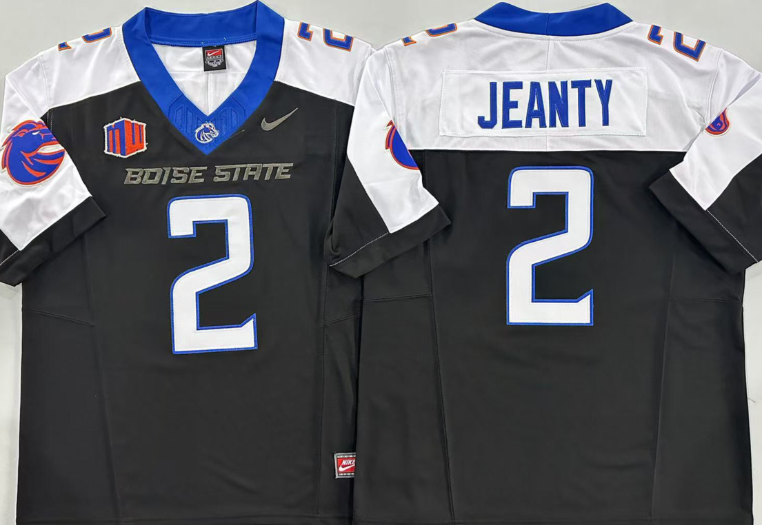 Men's Boise State Broncos Ashton Jeanty Black Player Jersey football jersey product view 1
