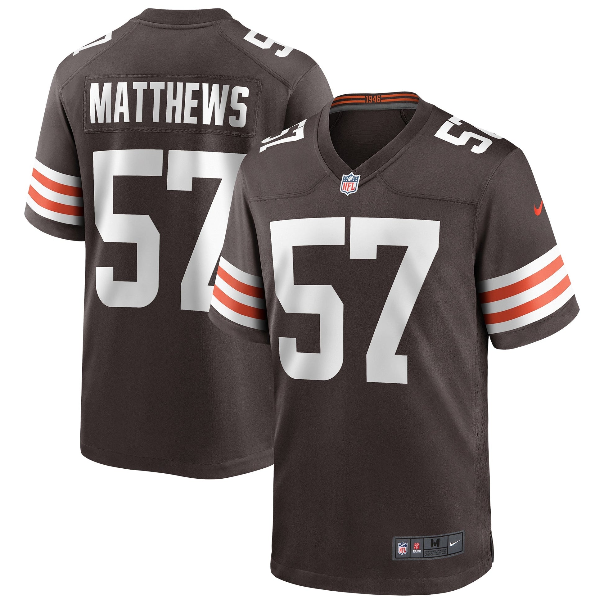 Clay Matthews Cleveland Browns Game Retired Jersey - Brown football jersey product view 1