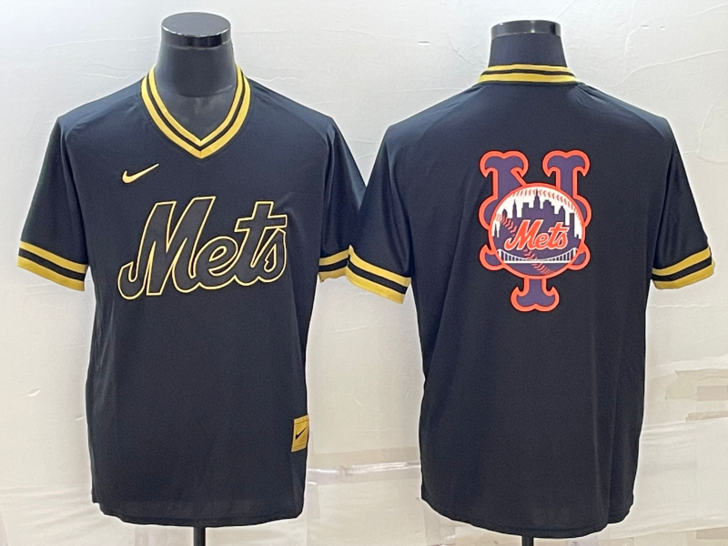 Men's New York Mets1 Black Replica Player Jersey baseball jersey product view 1