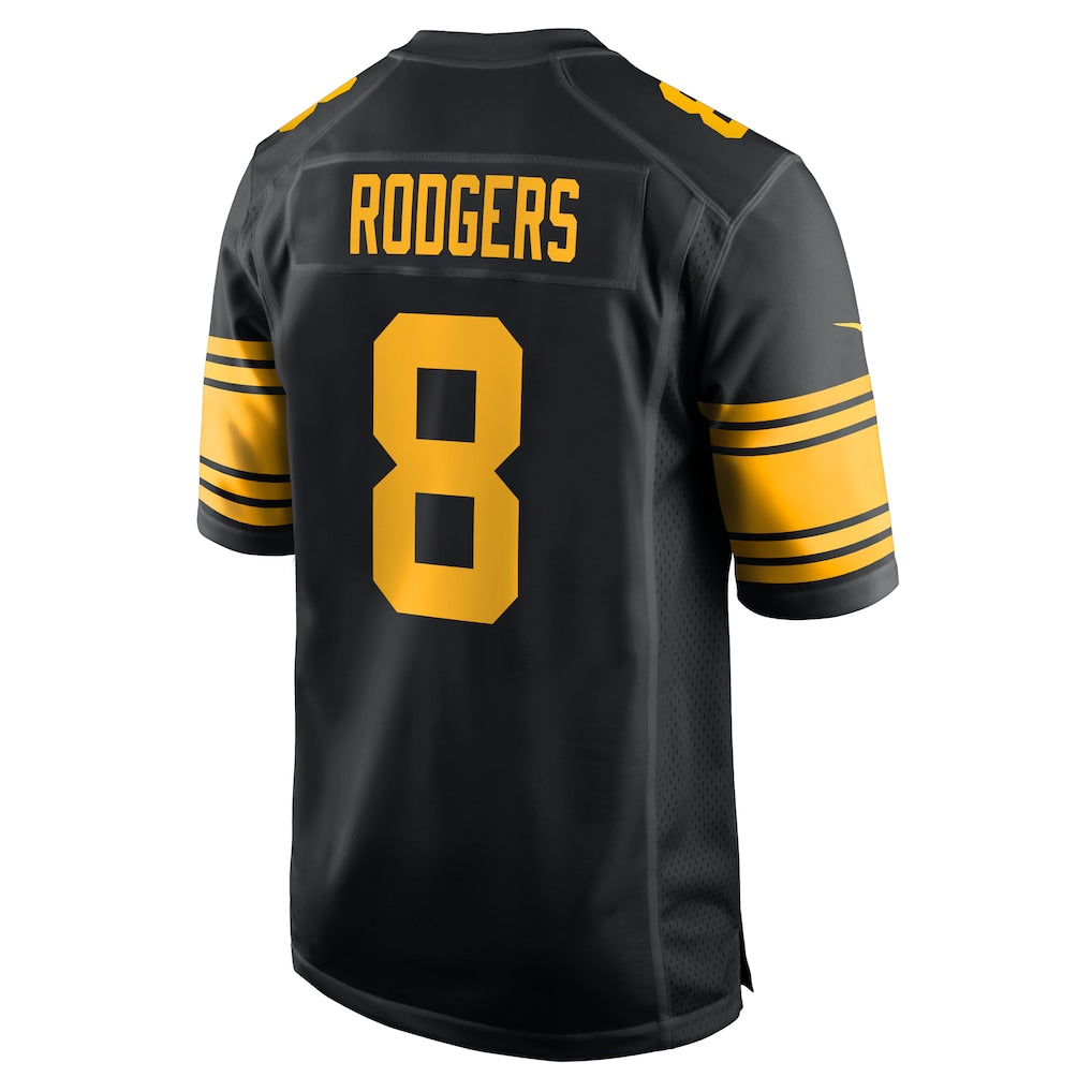 P.Steelers #8 Aaron Rodgers Black Alternate Game Jersey football jersey product view 1