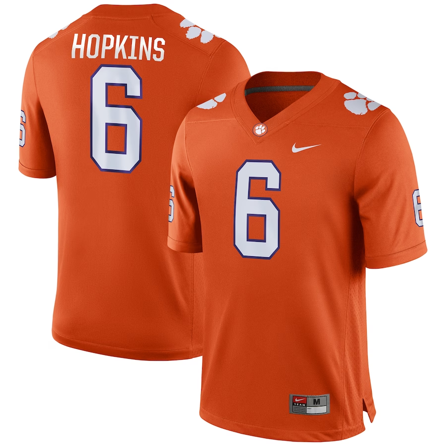 Men's Clemson Tigers DeAndre Hopkins #6 Orange Game Jersey sports jersey product view 1