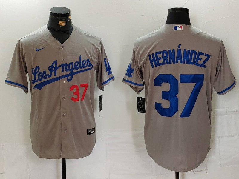 Men's Los Angeles Dodgers Teoscar Hernandez Gray Game Jersey baseball jersey product view 1