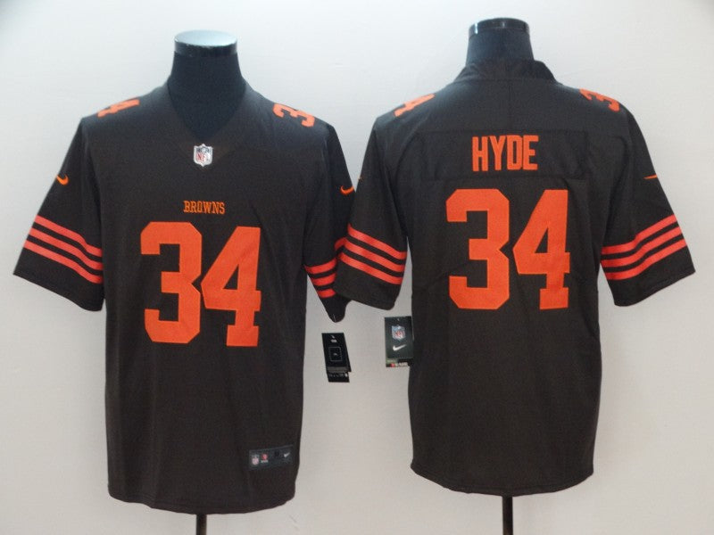 Men's Cleveland Browns Carlos Hyde Brown Game Player Jersey football jersey product view 1