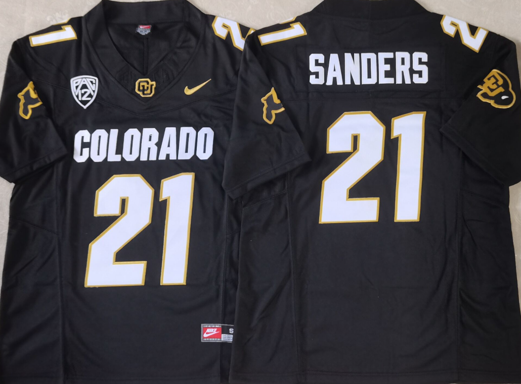 Men's Colorado Buffaloes Shilo Sanders #21 Black Player Jersey sports jersey product view 1